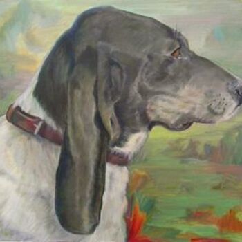 Peinture intitulée "Portrait d'un chien…" par Charlotte Macleod, Œuvre d'art originale, Huile