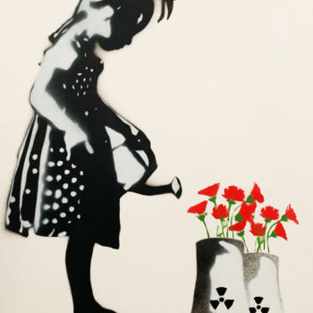 Schilderij getiteld "Little girl with a…" door Charlotte Parenteau-Denoël, Origineel Kunstwerk, Acryl