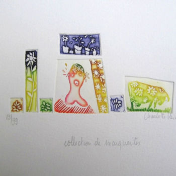 Printmaking titled "Collection de Margu…" by Charlotte Reine, Original Artwork, Etching