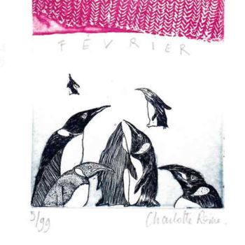 Incisioni, stampe intitolato "Ciel d'Hiver - Févr…" da Charlotte Reine, Opera d'arte originale, Acquaforte