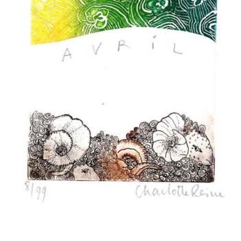 Printmaking titled "Ciel de Printemps -…" by Charlotte Reine, Original Artwork, Etching