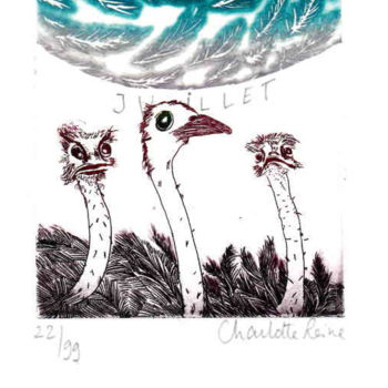 Printmaking titled "Ciel d'Eté - Juillet" by Charlotte Reine, Original Artwork, Etching