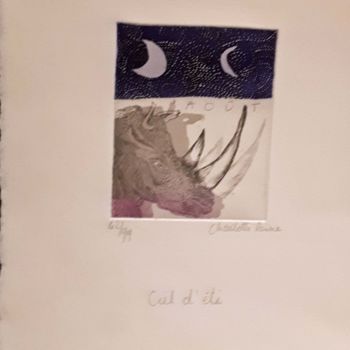 Gravures & estampes intitulée "Ciel d'Eté - Août" par Charlotte Reine, Œuvre d'art originale, Eau-forte