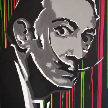 Painting titled "Salvador Dali" by Charlotte Devillers, Original Artwork, Acrylic