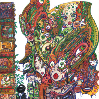 Картина под названием "LA JUNGLA.jpg" - Charly Araña, Подлинное произведение искусства, Акварель