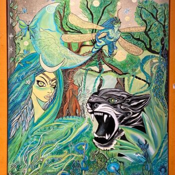 Painting titled "MAGIC PANTHER" by Charly Araña, Original Artwork, Acrylic