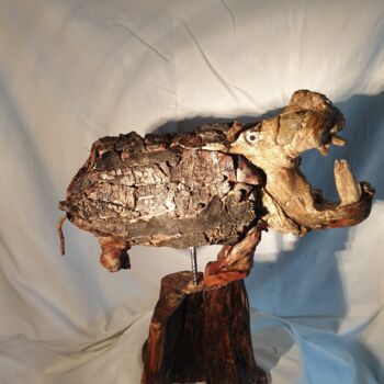 Sculpture titled "Hipopotam" by Charly Carpentier, Original Artwork, Wood