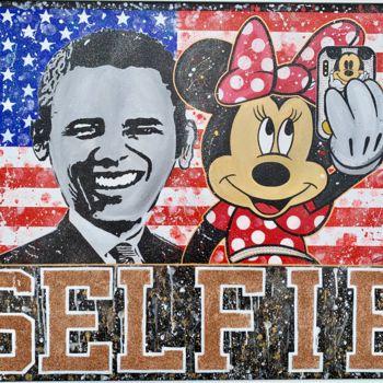 Pittura intitolato "Obama With Minnie S…" da Charlie D, Opera d'arte originale, Acrilico Montato su Telaio per barella in le…