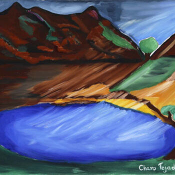 Painting titled "El lago de Machu Pi…" by Charo Tejada Medina, Original Artwork