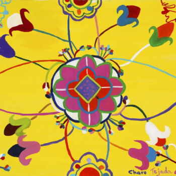 Schilderij getiteld "Mandala" door Charo Tejada Medina, Origineel Kunstwerk