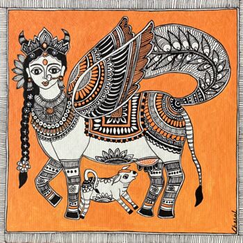 绘画 标题为“Kamadhenu Chronicles” 由Charul Gandotra, 原创艺术品, 丙烯