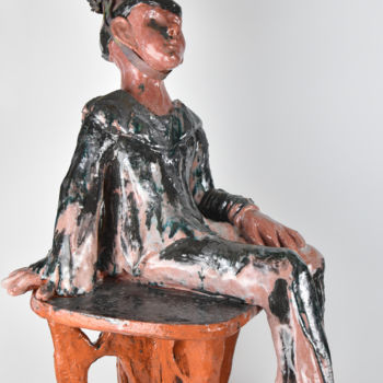 Sculpture intitulée "Dans la lune" par Muriel Bouchy, Œuvre d'art originale, Céramique