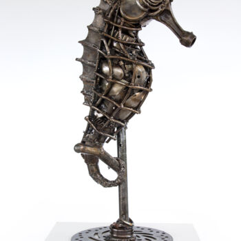Escultura intitulada "Metal seahorse scul…" por Chatree Choorachatatorn (Mari9art), Obras de arte originais, Metais
