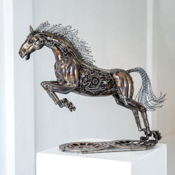 Sculpture intitulée "The rocket horse me…" par Chatree Choorachatatorn (Mari9art), Œuvre d'art originale, Métaux