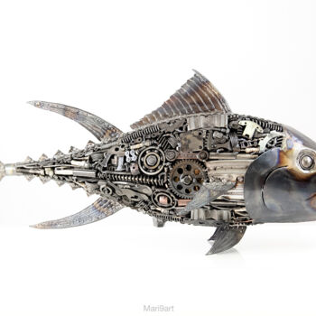 Scultura intitolato "Fish metal art scul…" da Chatree Choorachatatorn (Mari9art), Opera d'arte originale, Metalli