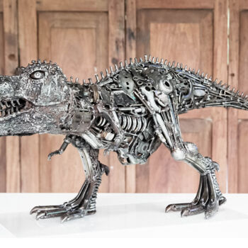 Sculpture intitulée "Dinosaur Trex metal…" par Chatree Choorachatatorn (Mari9art), Œuvre d'art originale, Métaux