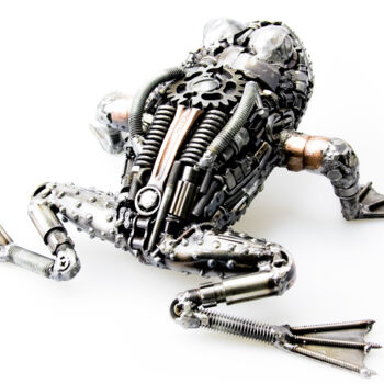 Скульптура под названием "Frog metal art scul…" - Chatree Choorachatatorn (Mari9art), Подлинное произведение искусства, Мета…