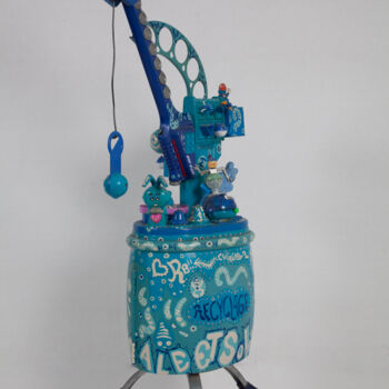 Sculpture intitulée "Grue Bleue Nantaise" par Chauquo Devinmini, Œuvre d'art originale, Plastique