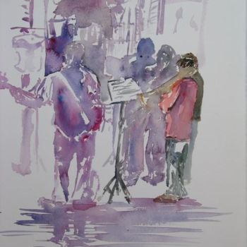 Peinture intitulée "Musiciens de rue" par Frédéric Chauvain, Œuvre d'art originale