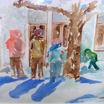 Peinture intitulée "Doux jour d'école" par Frédéric Chauvain, Œuvre d'art originale