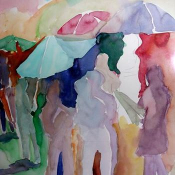 Peinture intitulée "sous la pluie" par Frédéric Chauvain, Œuvre d'art originale