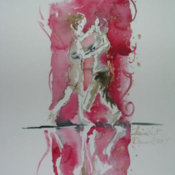 Painting titled "Série Rose - Danse 2" by Frédéric Chauvain, Original Artwork