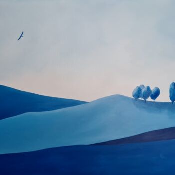Malerei mit dem Titel "Terre indigo" von Dominique Chauvin, Original-Kunstwerk, Acryl Auf Keilrahmen aus Holz montiert