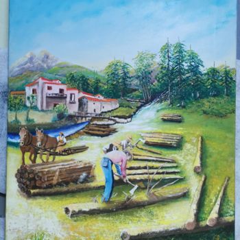 Painting titled "Serração" by Catarina Noval, Original Artwork, Oil