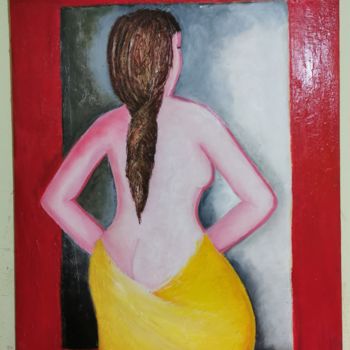 Peinture intitulée "Mulher ao espelho" par Catarina Noval, Œuvre d'art originale, Huile