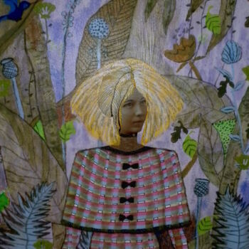Schilderij getiteld "La fille en tailleu…" door Chavi, Origineel Kunstwerk, Acryl Gemonteerd op Frame voor houten brancard