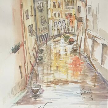 Картина под названием "Venise" - Marie-Noelle Chauny, Подлинное произведение искусства, Акварель