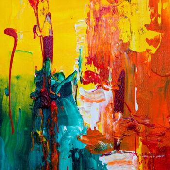 Peinture intitulée "Abstract Yellow and…" par Chaya Shurkin, Œuvre d'art originale, Acrylique