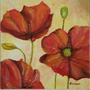 Painting titled "coquelicots2" by Christian Broquard, Original Artwork