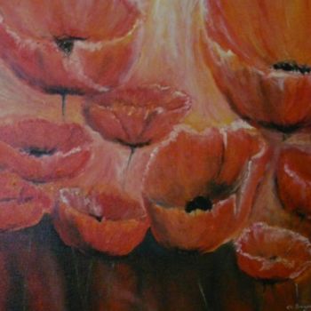 Painting titled "coquelicots dans le…" by Christian Broquard, Original Artwork