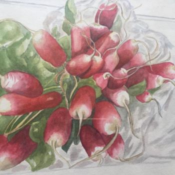 Peinture intitulée "les radis" par Christine Lefevre, Œuvre d'art originale, Aquarelle
