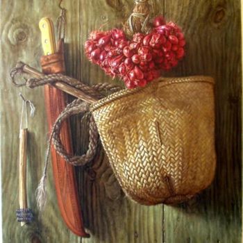 Pintura titulada "cebollas y macuto" por Jorge Checo, Obra de arte original