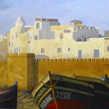 Malerei mit dem Titel "Essaouira" von Mercedes G., Original-Kunstwerk, Öl