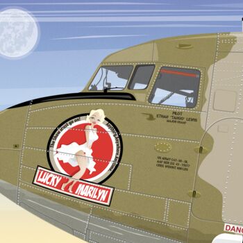 Digital Arts titled "C-47 "lucky marilyn"" by Cheese, Original Artwork, 2D Digital Work