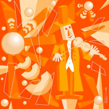 Цифровое искусство под названием "Le violoniste orange" - Cheese, Подлинное произведение искусства, 2D Цифровая Работа