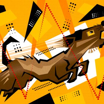 Digital Arts titled "yellow dog" by Cheese, Original Artwork, 2D Digital Work