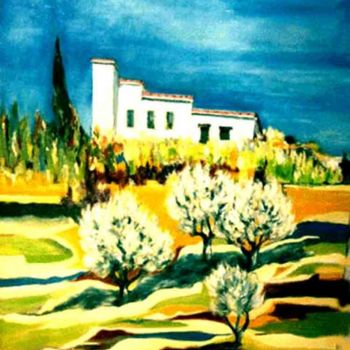 Peinture intitulée "le mas en Provence" par Yankel, Œuvre d'art originale