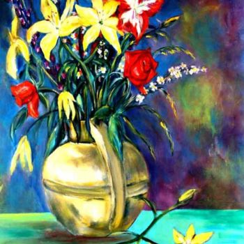Peinture intitulée "Bouquet de fleurs" par Yankel, Œuvre d'art originale