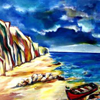 Peinture intitulée "la falaise de netan…" par Yankel, Œuvre d'art originale, Huile