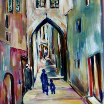 Painting titled "Rue de Jerusalem" by Yankel, Original Artwork