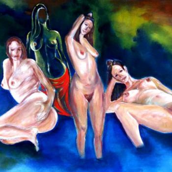 Painting titled "les 4 femmes" by Yankel, Original Artwork