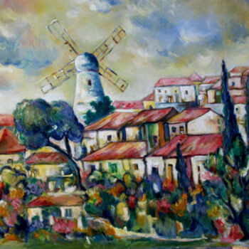 Painting titled "Le Moulin de Jérusa…" by Yankel, Original Artwork