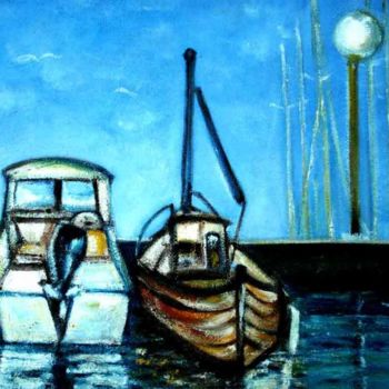 Painting titled "bateaux de pêche" by Yankel, Original Artwork