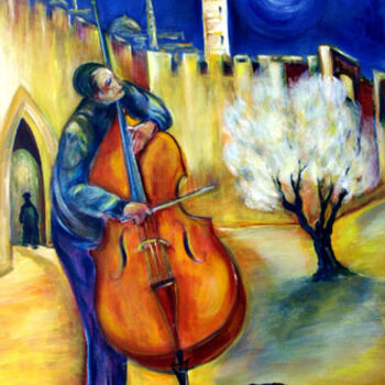 Painting titled "le violonceliste de…" by Yankel, Original Artwork