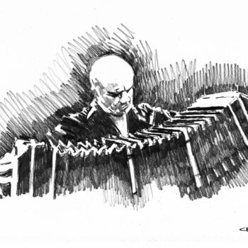 Drawing titled "Astor Piazzolla 03" by Chelo Leyria, Original Artwork, Pencil