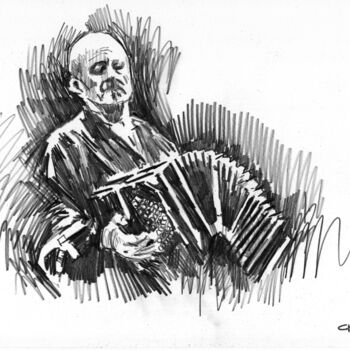 图画 标题为“Astor Piazzolla 04” 由Chelo Leyria, 原创艺术品, 铅笔